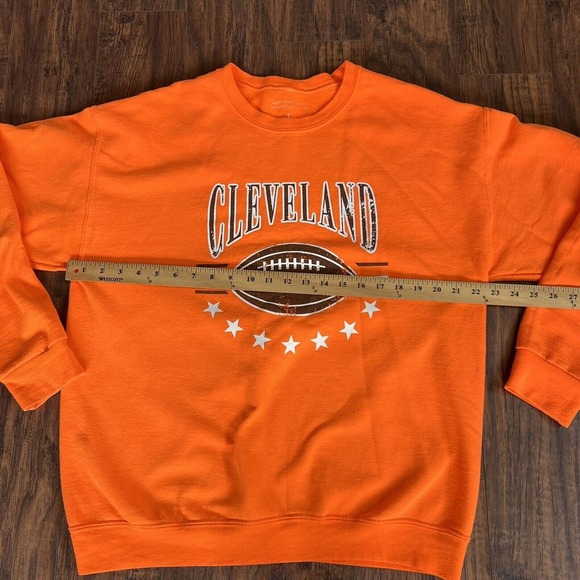 Cleveland Football Sweatshirt Women's Large Emily Roggenburk Orange Pullover - Picture 4 of 6